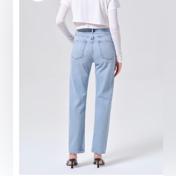 Agolde 90'S PINCH WAIST HIGH RISE STRAIGHT size 29 light wash button front - Picture 2 of 14